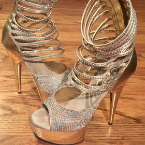 Pleasers Gold Pole Dancing Sandle 6 inch size 7